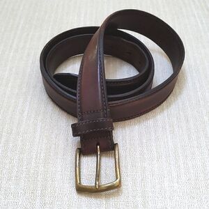 L.L. Bean Men's Brown Leather Belt Solid Brass Buckle Size 42